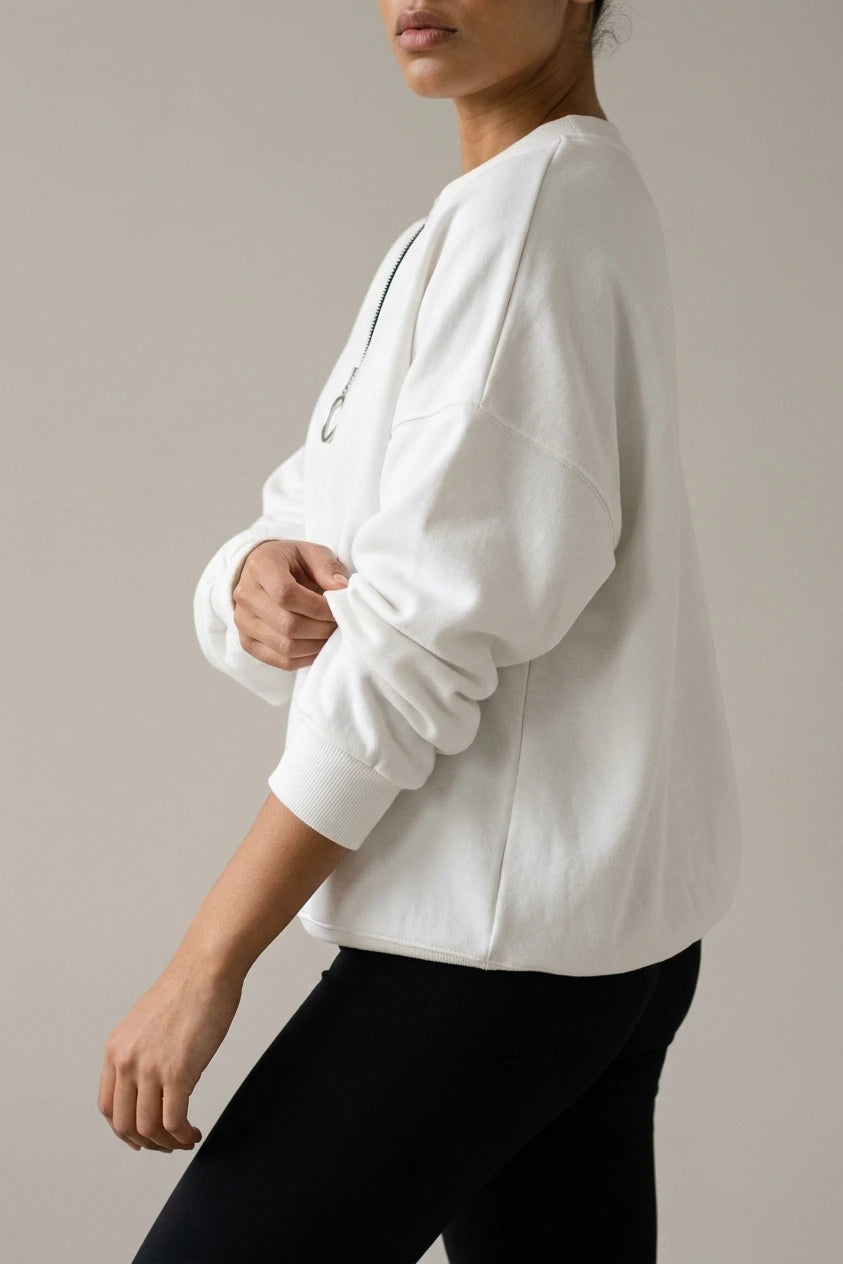 Oversized Half Zip Sweatshirt with Ring Pull Detail — variant_front