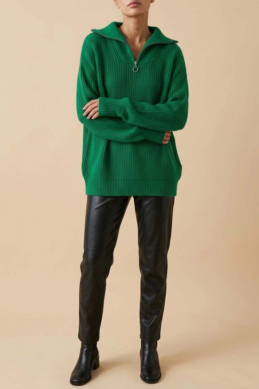 Women's Oversized Half-Zip Jumper with Stand Collar — variant_front