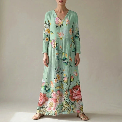 Floral V-Neck Lightweight Day Maxi Dress