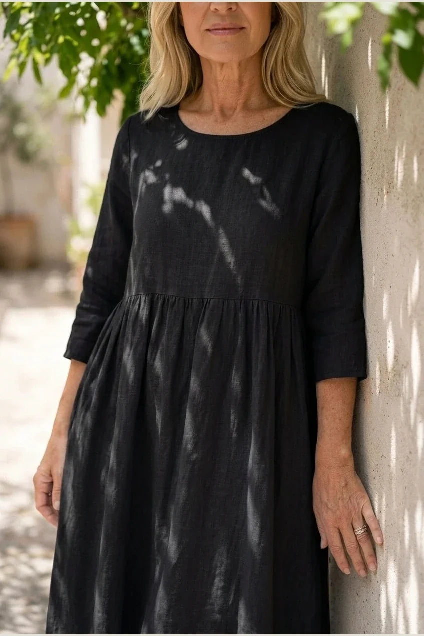 Beatrice | Three Quarter Sleeve Midi Dress — variant_front