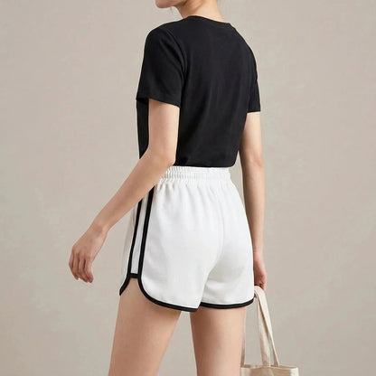 Drawstring Striped High Waist Sport Shorts