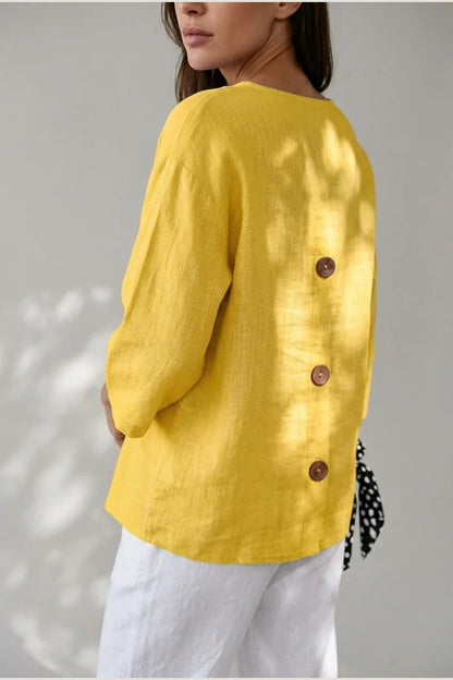 Polyester Relaxed Fit Blouse Button Front Tunic — variant_front