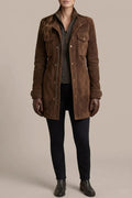 Bellavue Tailored Suede Finish Longline Coat With Flap Pockets