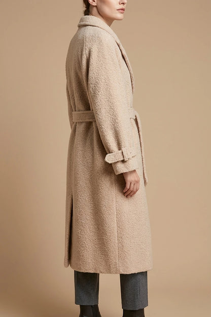 Women's Belted Teddy Coat with Notched Collar — variant_front