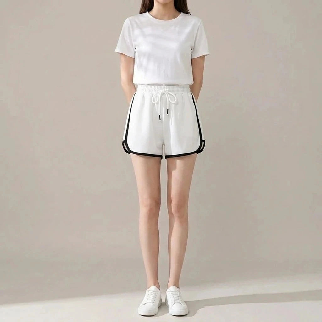 Drawstring Striped High Waist Sport Shorts