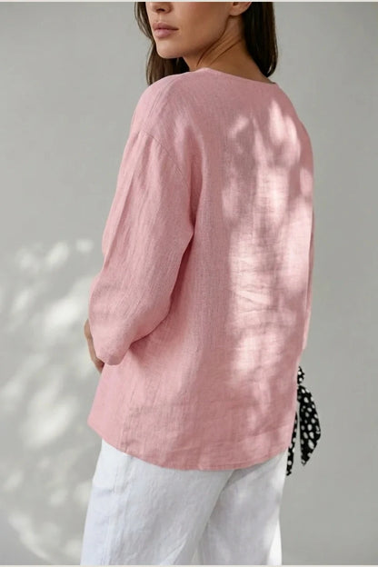 Polyester Relaxed Fit Blouse Button Front Tunic — variant_front