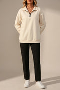 Relaxed Half Zip Sweatshirt with Collar Neckline Oversized Everyday