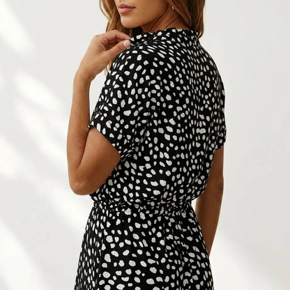 Women's Midi Dress with Button Front and Drawstring Waist — variant_front