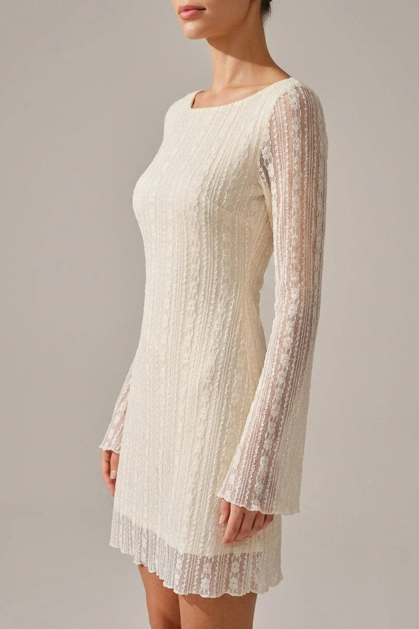 Apricot Lace Bell Sleeve Mini Dress — variant_front