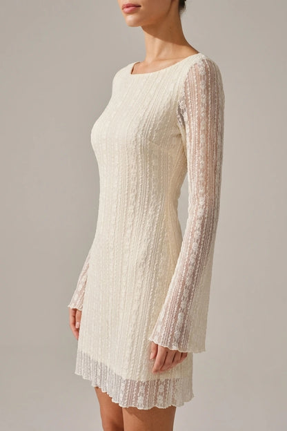 Apricot Lace Bell Sleeve Mini Dress — variant_front