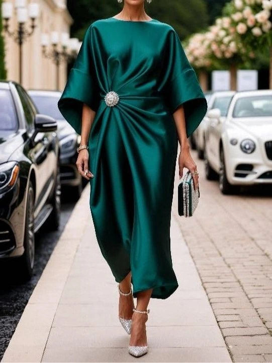 A-Line Maxi Dress with Boat Neck for Women