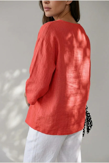 Polyester Relaxed Fit Blouse Button Front Tunic — variant_front