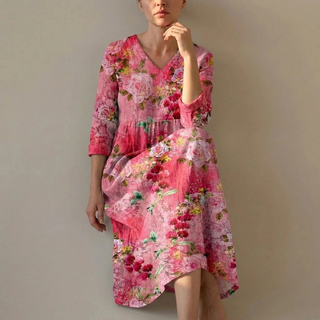 Floral V-Neck Lightweight Day Maxi Dress
