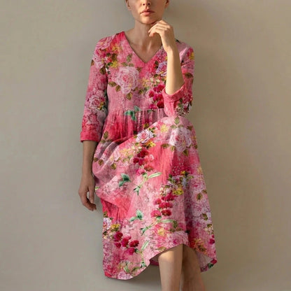 Floral V-Neck Lightweight Day Maxi Dress