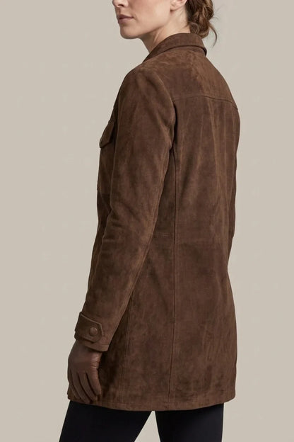 Bellavue – Tailored suede finish – Longline coat — variant_front