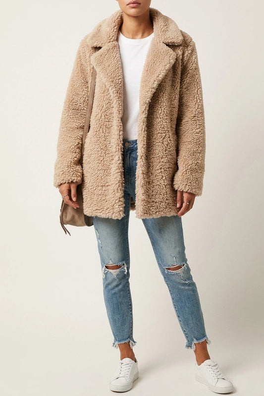 Cosy Oversized Teddy Coat with Wide Lapels — variant_front