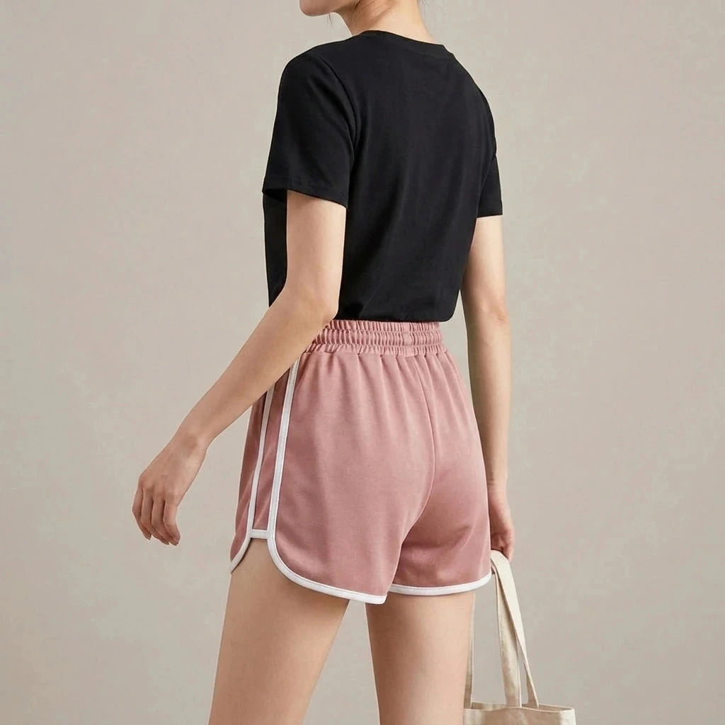 Drawstring Striped High Waist Sport Shorts